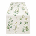 Camino de mesa 180 x 35 cm de tejido beige con estampado botánico para comedor