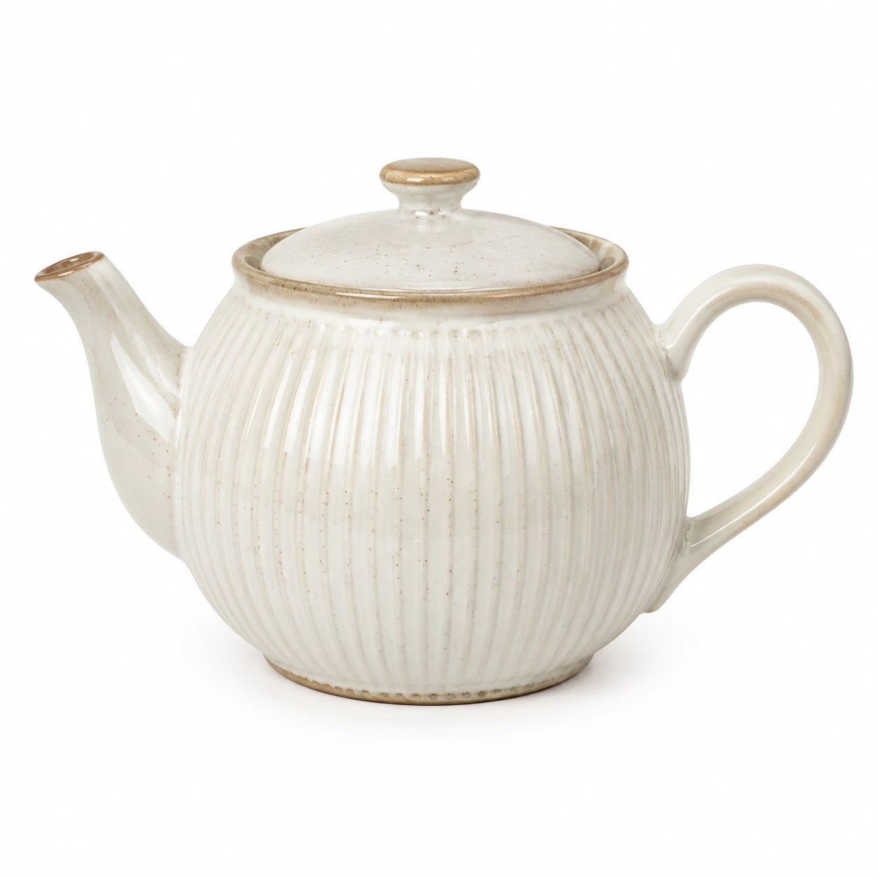 Tetera de cerámica 1.20 L beige esmaltada con tapa estilo rústico