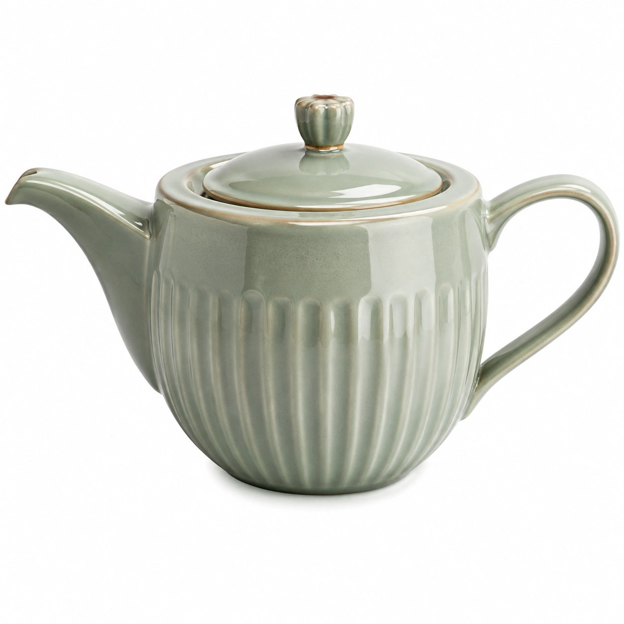 Tetera de cerámica verde 1.20 L con tapa - diseño acanalado para té
