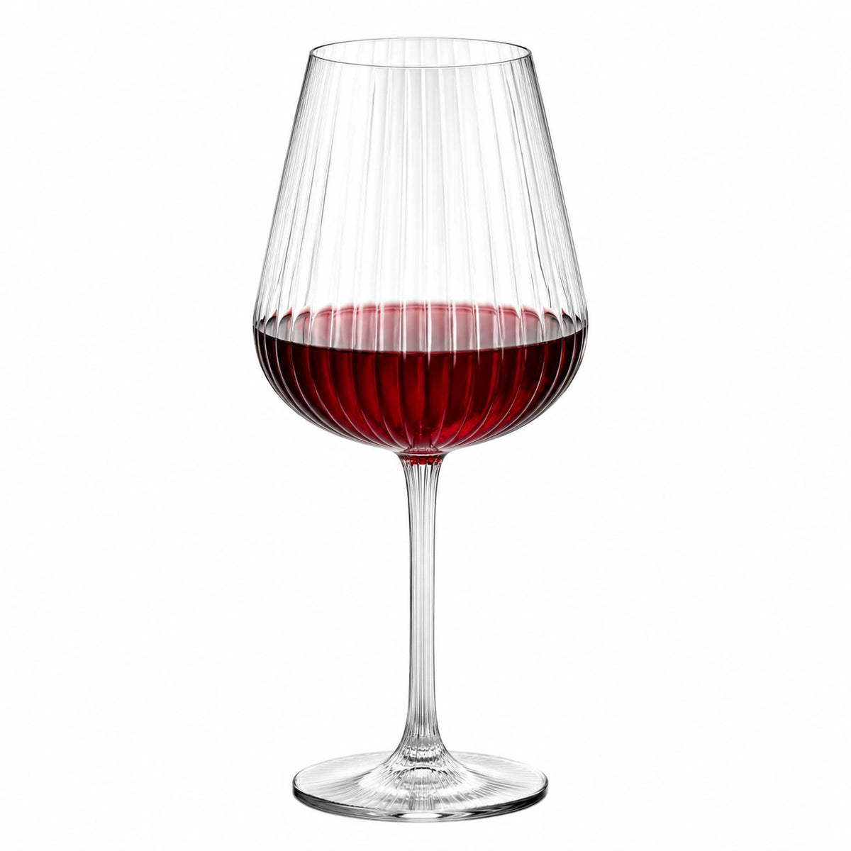 Copa de vino de vidrio transparente 650 ml 10 x 23 cm con relieve vertical