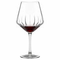 Copa de vino 500 ml de vidrio transparente con relieve geométrico - 24 cm