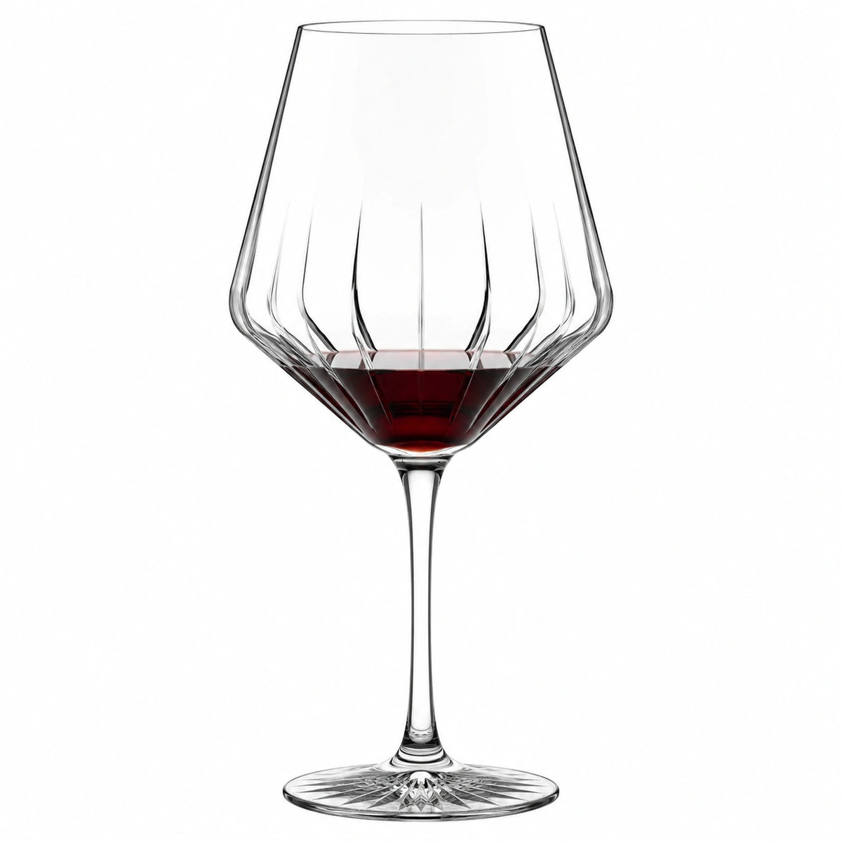 Copa de vino 500 ml de vidrio transparente con relieve geométrico - 24 cm