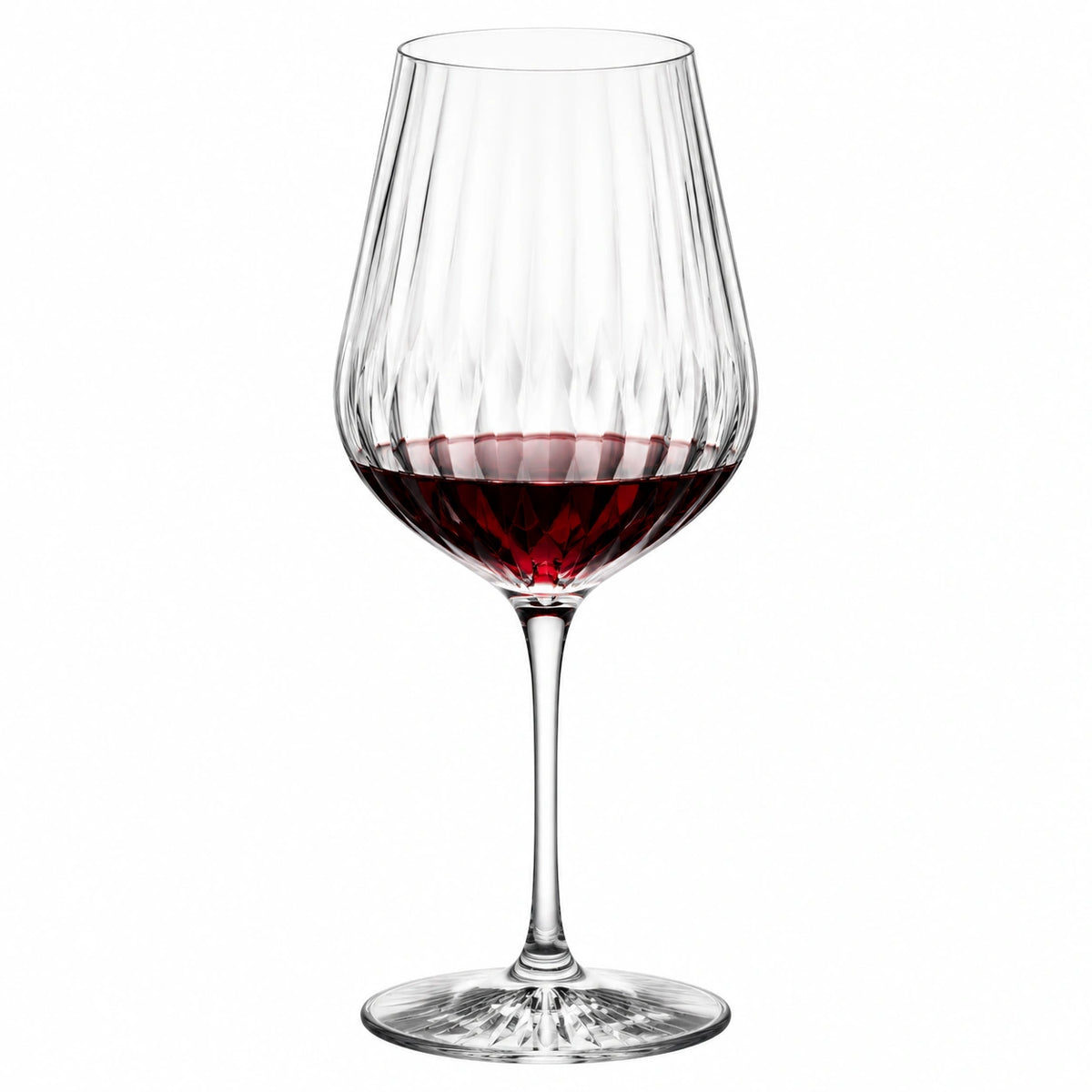 Copa de vino 450 ml de vidrio transparente tallada con pie