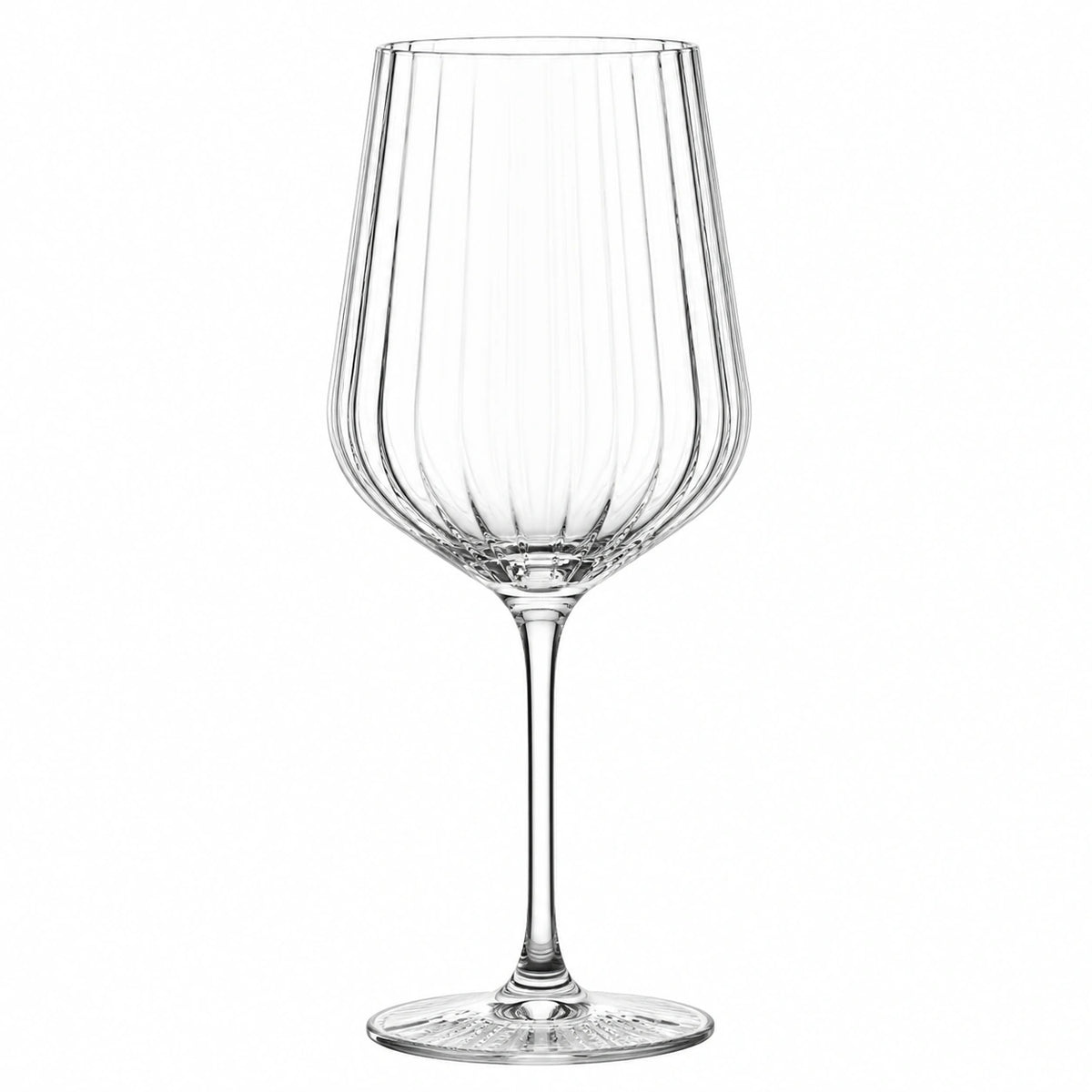 Copa de vino 450 ml de vidrio transparente acanalado con tallo