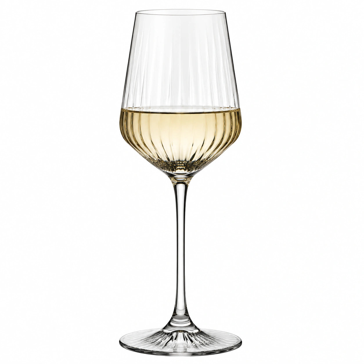 Copa de vino 300 ml 8 x 23 cm de vidrio transparente con relieve estilo elegante