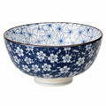 Cuenco de cerámica 18 cm azul y blanco con motivo floral para servir