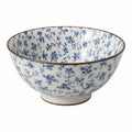 Cuenco de porcelana 20 cm blanco y azul con flores - para servir
