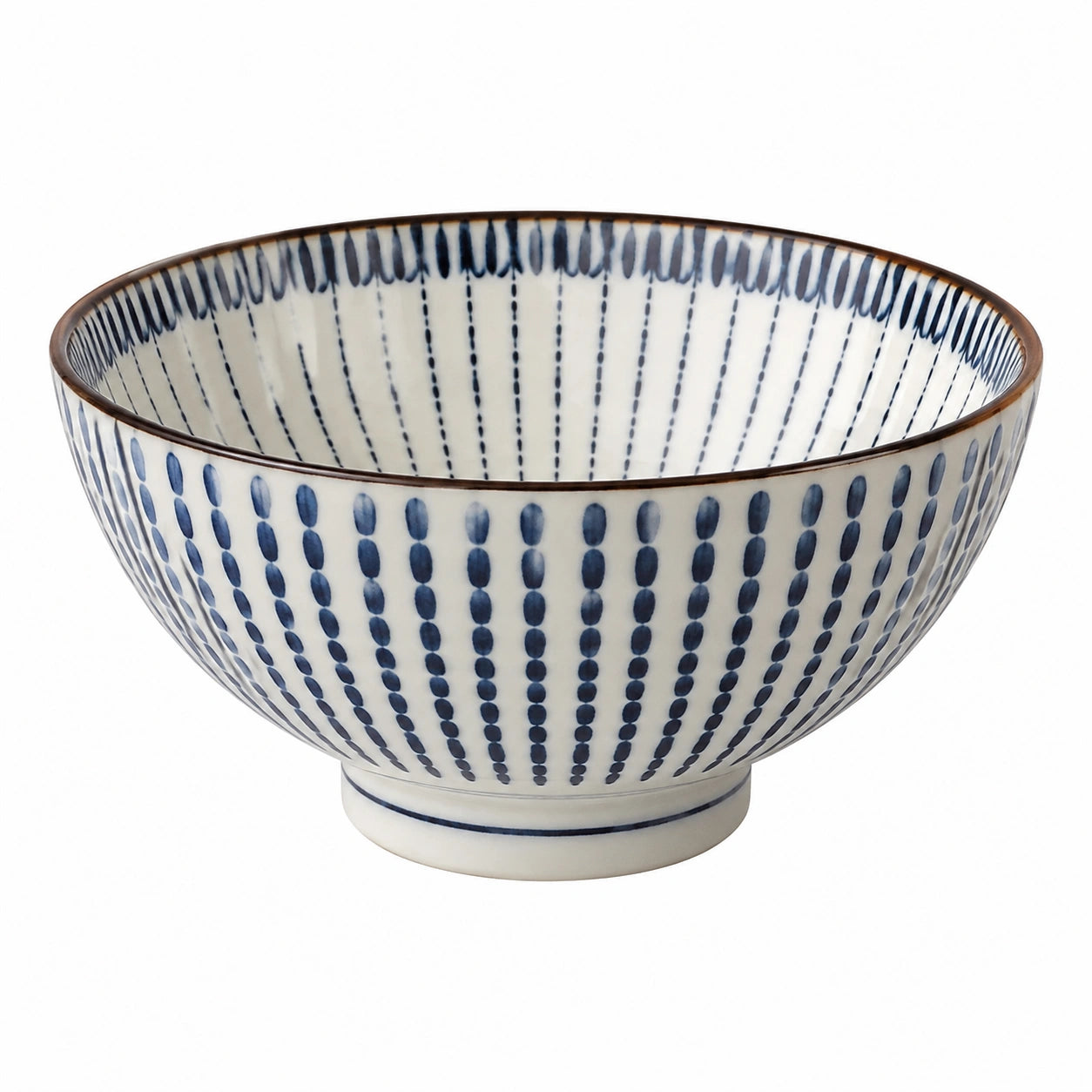 Cuenco de cerámica 20 cm blanco y azul con estampado geométrico para servir