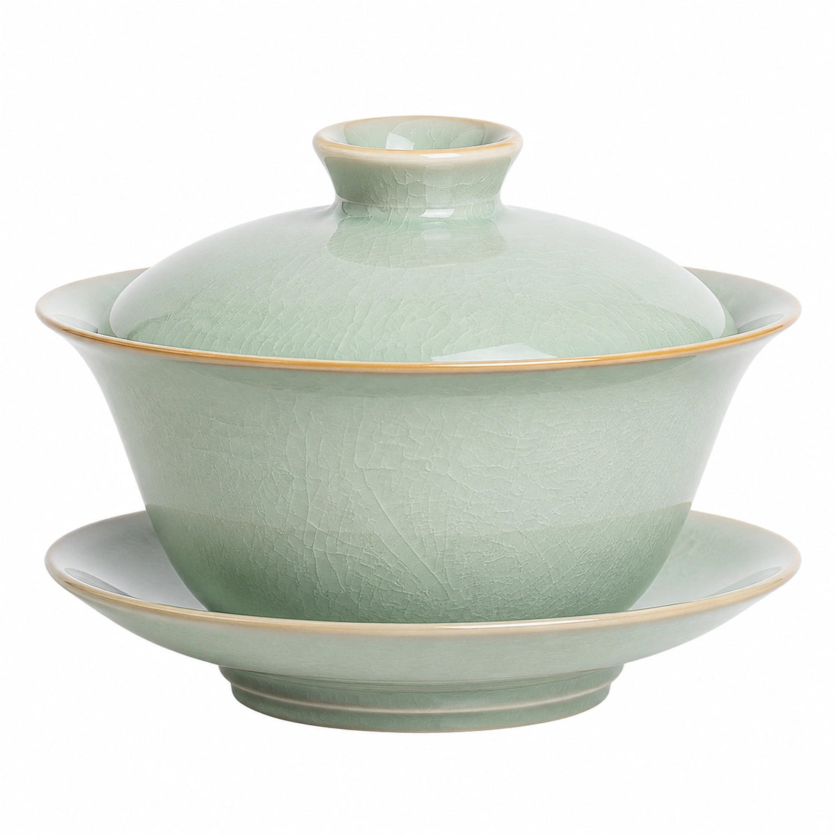 Gaiwan de cerámica 150 ml verde celadón con acabado craquelado para té