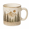 Taza de cerámica 400 ml beige para bebidas calientes con relieve de montaña