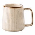 Taza de cerámica 400 ml beige con asa - acabado estriado