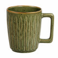 Taza de cerámica 350 ml verde con relieve vertical para bebidas calientes