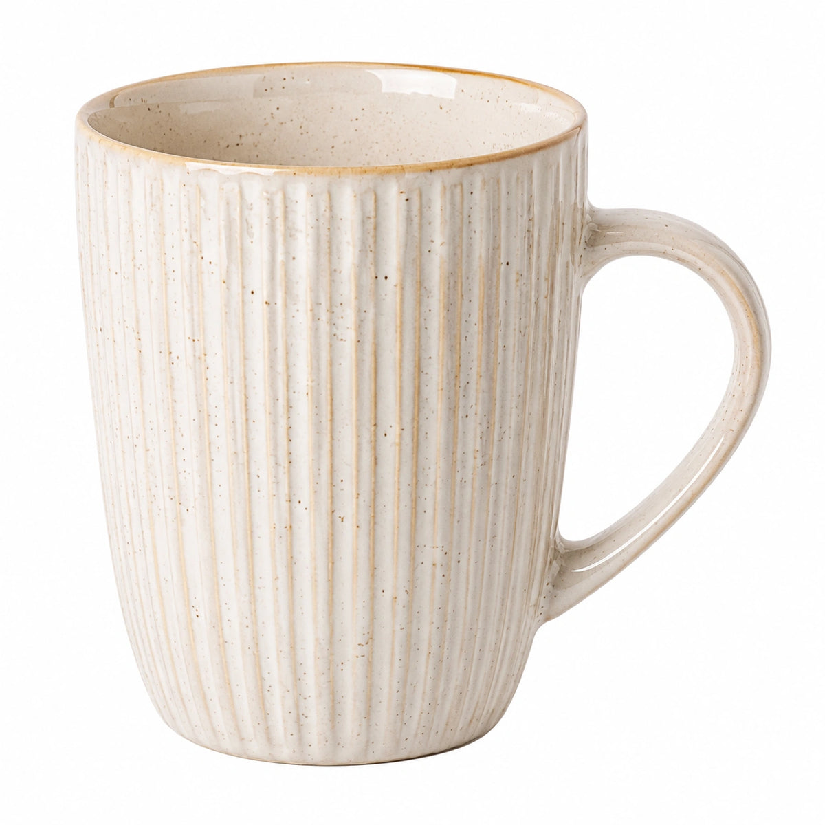 Taza de cerámica 450 ml crema - textura estriada para bebidas calientes y frías