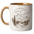 Taza de cerámica 400 ml beige con paisaje de montaña - asa amplia