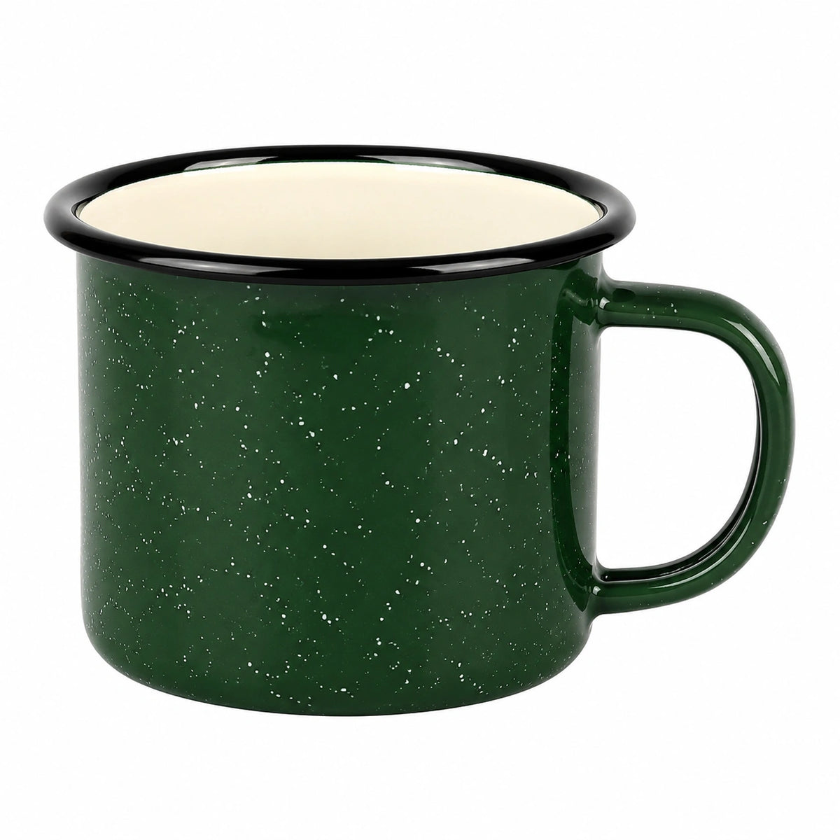 Taza de acero esmaltado 350 ml verde para bebidas - estilo campamento