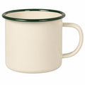 Taza esmaltada 350 ml de acero crema y verde para bebidas calientes - estilo clásico
